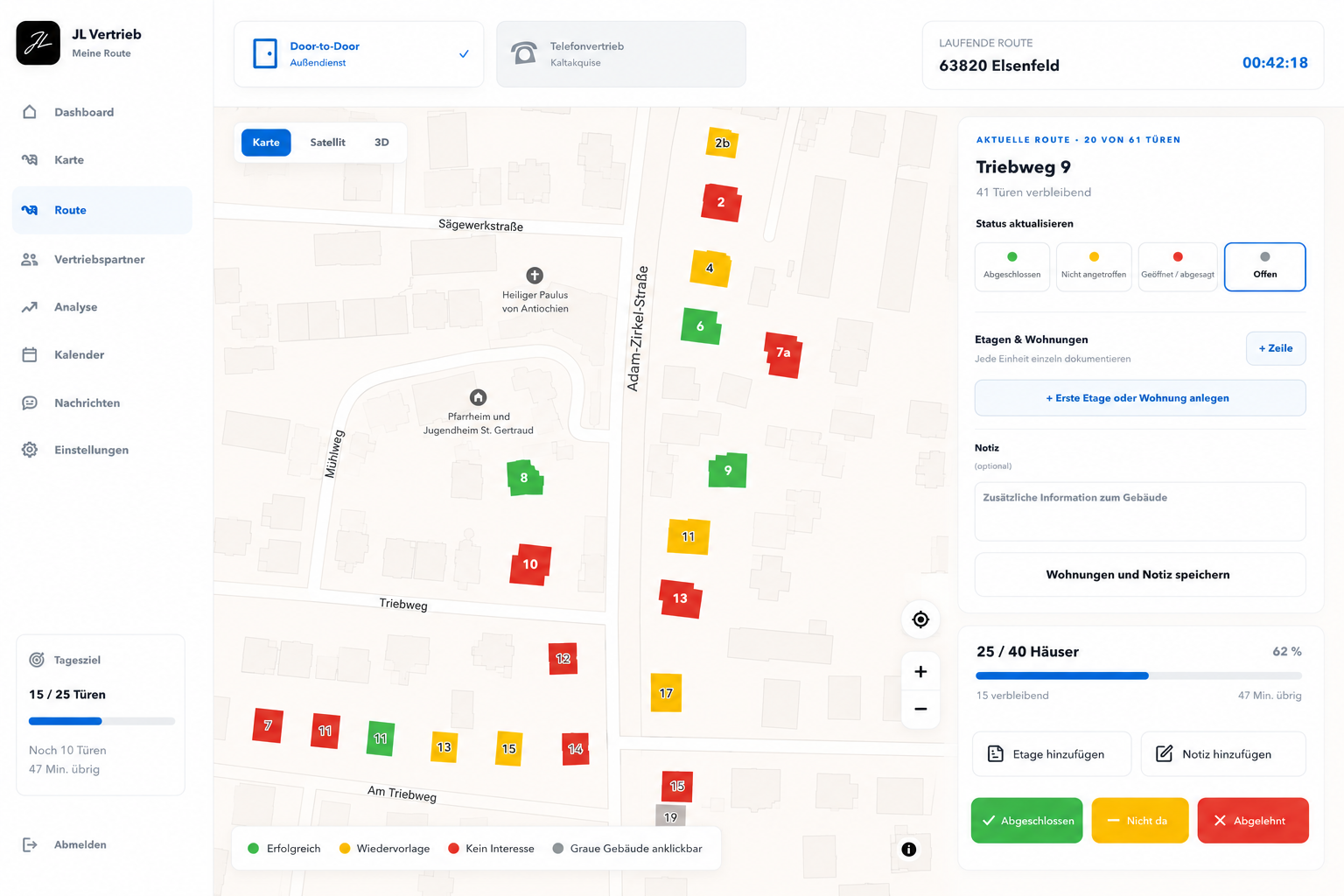 Vollständige Zonevo Door-to-Door Routenansicht auf dem Laptop